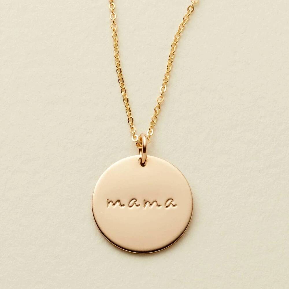 NEW MADE BY MARY mama disc necklace in gold